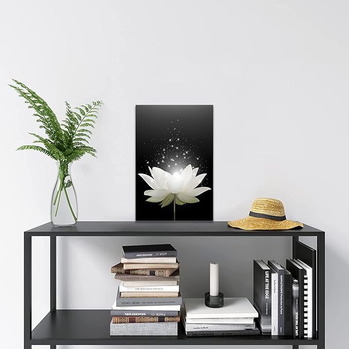 Lotus Flower Canvas Print Wall Art Pictures for Modern Wall Decor Artwork Spiritual Meditation Prints on Canvas Wall Decor for Yoga Room Framed (24x 36inch)