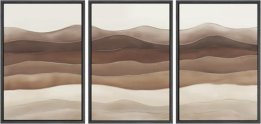SIGNWIN Framed Canvas Print Wall Art Set Layered Earthy Ridges Illustrations Decorative Relax/Calm Zen for Living Room, Bedroom, Office - 16"x24"x3 BLACK