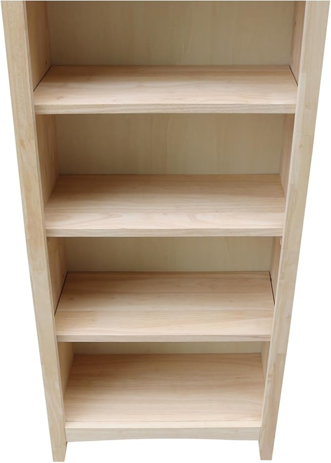 International Concepts Narrow Shaker Bookcase, 60-Inch High, Solid Parawood, Unfinished