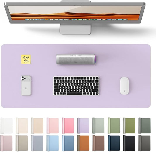 YSAGi Leather Desk Protector, Office Mat, Large Mouse Mat, Non-Slip PU Leather Blotter, Laptop Pad, Waterproof Writing Pad for Office and Home (Light Purple, 23.6" x 13.8")