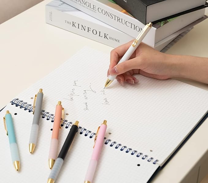 Pens, Pens Fine Point Smooth Writing Pens, Personalized Ballpoint Pens Bulk, Flair Colorful Pens, Black Ink 1.0 mm Journaling Pen, Office Supplies for Women & Men, Note Taking(12-pack)