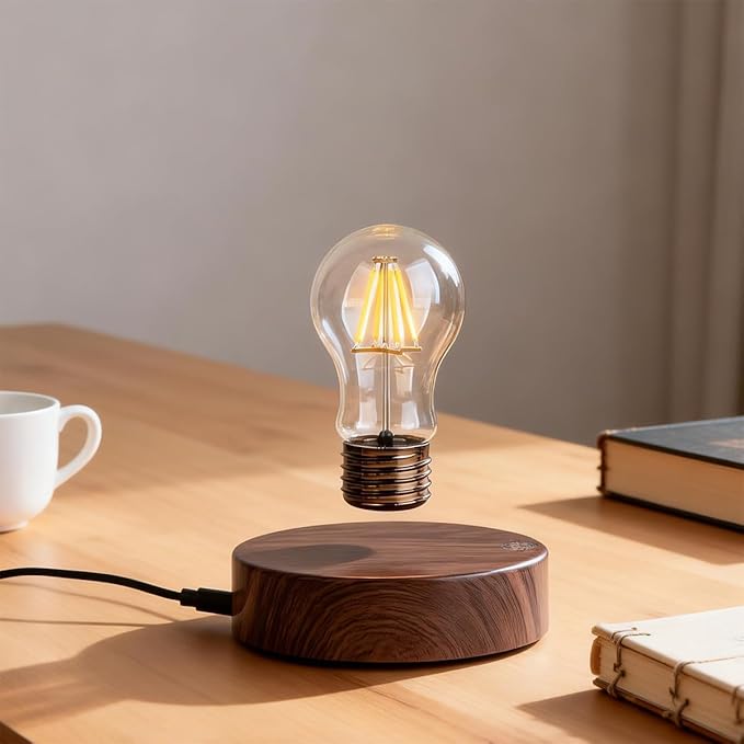 Magnetic Levitation Floating LED Light Bulb, Levitating Bulb Desk Lamp Rotating Floating Bulb Night Lights for Home Room Decoration Office Table Lamp