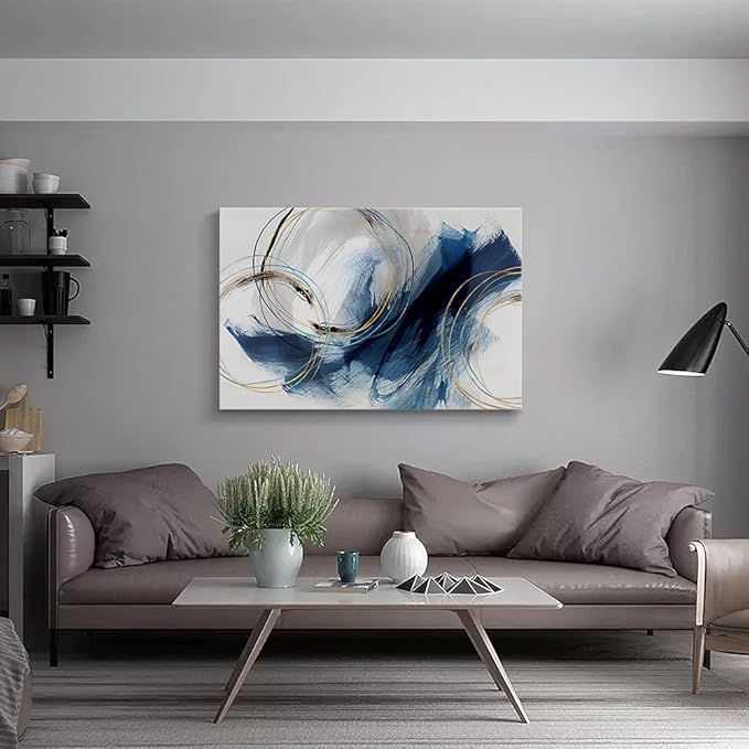 Wall Art Canvas Abstract Art Paintings Blue Fantasy Colorful Graffiti on White Background Modern Artwork Decor for Living Room Bedroom Kitchen 48x32in