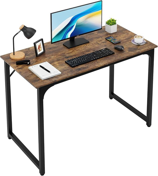 FDW 39 inches Computer Desk, Modern Simple Style Desk for Home Office, Study Student Writing Desk,Brown