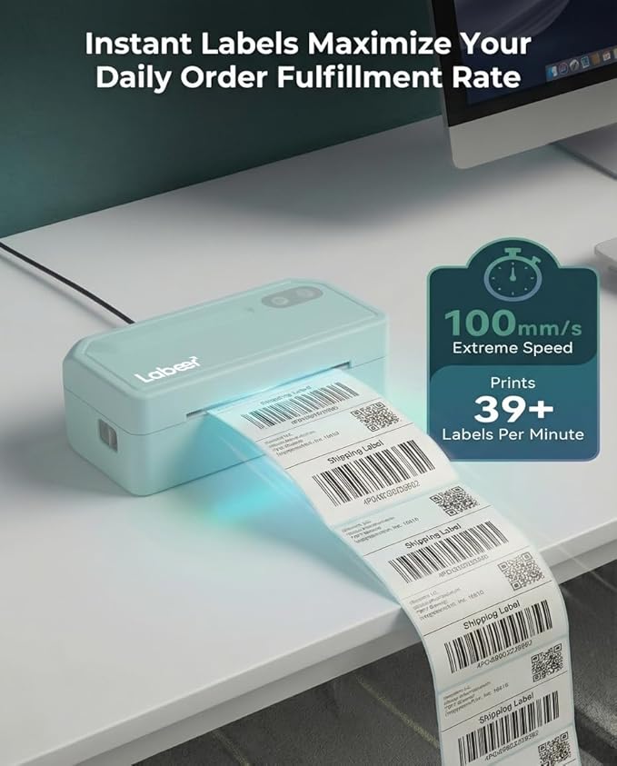 Labeer Bluetooth Thermal Label Printer, 4x6 Wireless Label Printer for Shipping Packages, Small Business Office or Home, Compatible with Windows, Mac, Android, iOS, Shopify, Etsy, UPS