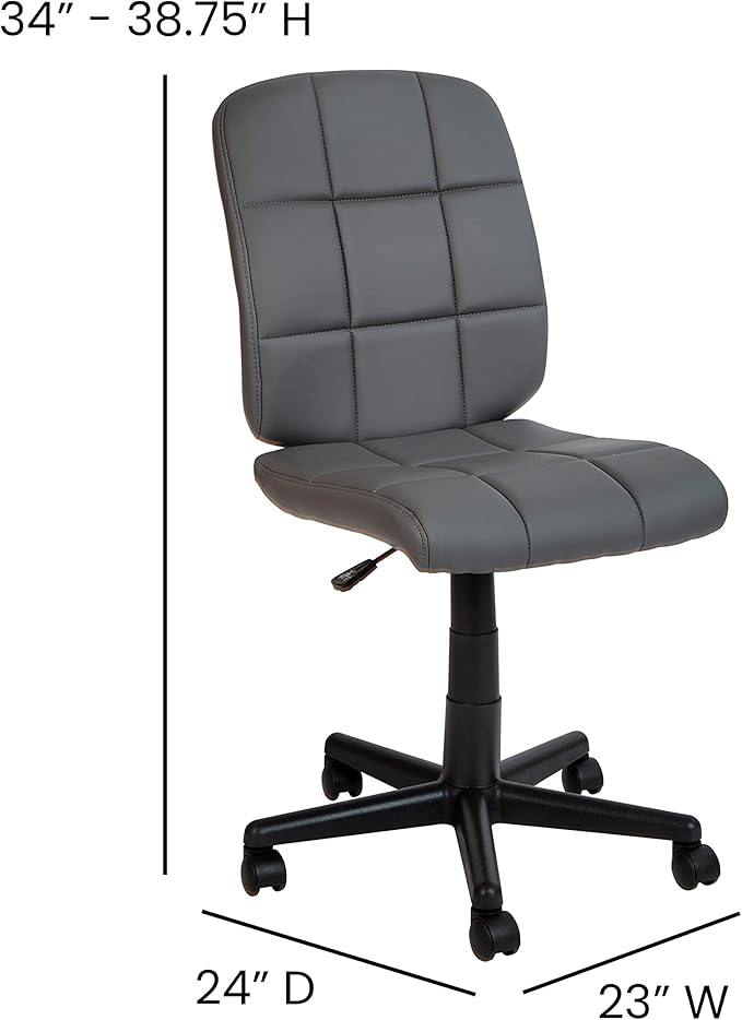 Flash Furniture Clayton Mid Back Swivel Task Chair - Gray Vinyl Upholstery - Tufted Back and 360° Swivel
