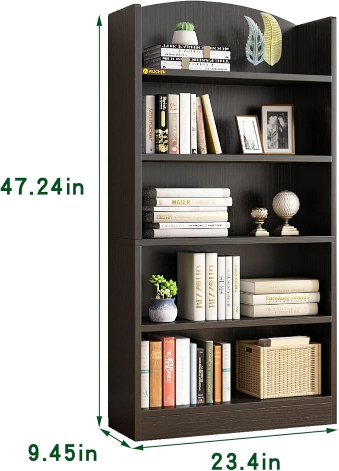 5 Shelf Bookcase, Open Bookcase Storage Shelves Floor Standing Unit Display Rack Mid-Century Modern Wood Bookshelves Storage Organizer for Bedroom, Living Room