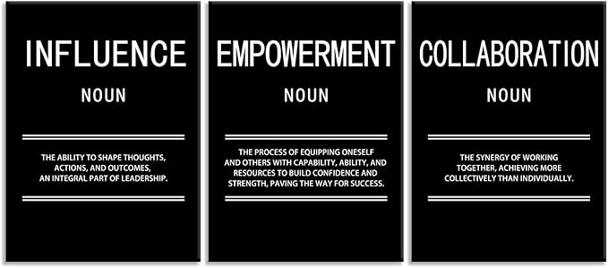 Collaboration Empowerment Influence Motivational Wall Art for Office Inspirational Leadership Print Canvas Poster Painting Modern Inspiring Artwork for Home Living Room Wall Decor[36''Wx 16''H]
