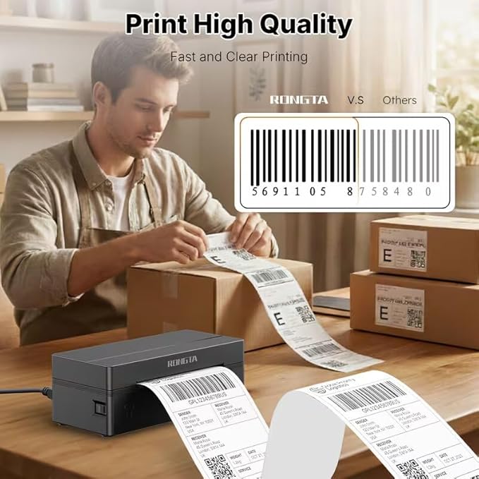 Portable Wireless Thermal Printer – Bluetooth & USB Label Maker Compatible with Android, iPhone & Windows, Monochrome Receipt & Label Printer for Home Office & Small Business
