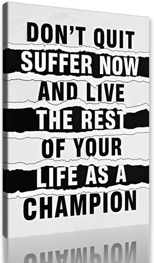 Black and White Inspirational Framed Wall Art Motivational Posters Canvas Paintings Office Men Wall Decor Don't Quit Artwork Gallery Wrapped Easy to Hang-12x16 inch