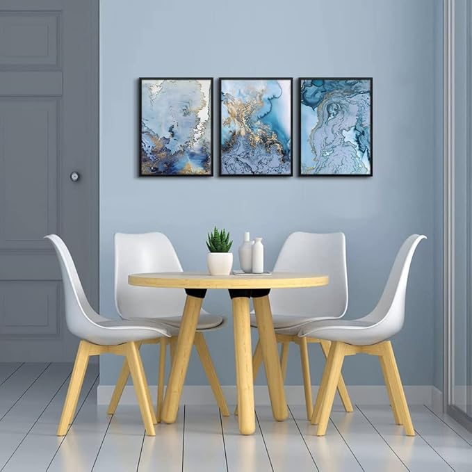 hyidecorart Black Framed Wall Art For Living Room Wall Decorations For Bedroom Wall Pictures Office Wall Decor blue Abstract Watercolor Wall Painting Prints Artwork Modern Home Decor 12X16 3 Piece