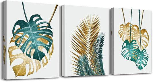 Canvas Wall Art For Living Room Family Wall Decoration For Bedroom Kitchen Dining Room Wall Decor Abstract Painting Leaves Wall Pictures Artwork Office Canvas Art Prints Bathroom Home Decor 3 Piece