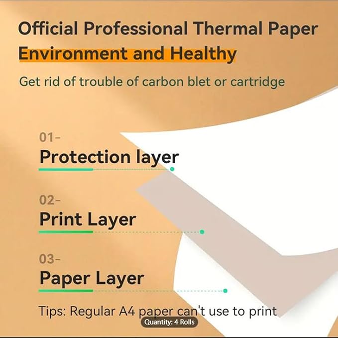 Thermal Printer Portable Wireless Inkless Printers High Definition Printing for Home Office Travel 200DPI 8.5 X 11 Inch US Letter A4 A5 Size