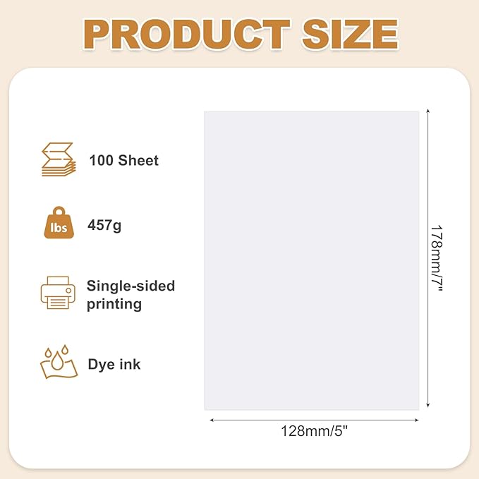 MECCANIXITY 100 Sheets Glossy Photo Paper, 5x7 Inches Picture Paper 210gsm Glossy Card Stock for Inkjet Printing Printer,Making Pictures Greeting Card Printing