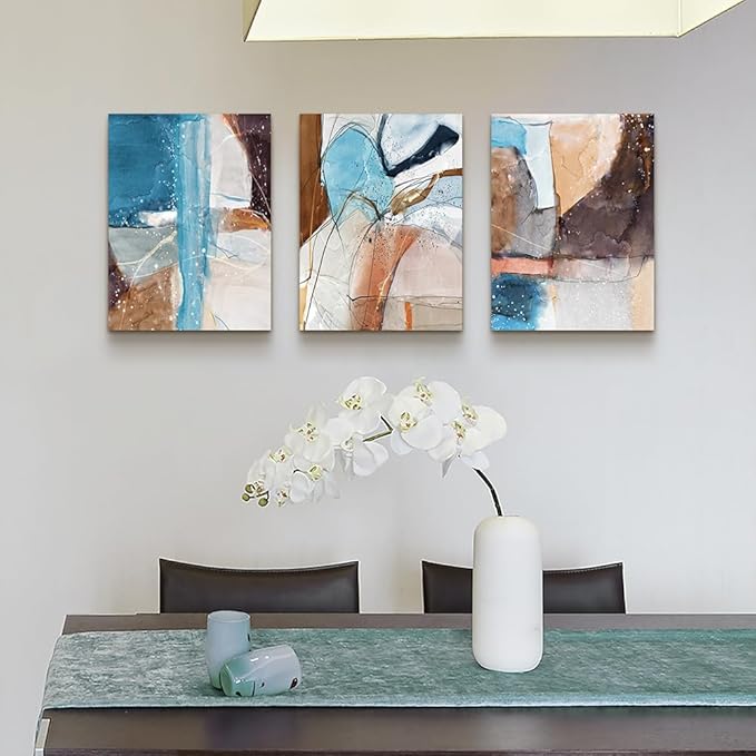 DZRWUBHS Canvas Wall Art - Modern Abstract Ink Wall Painting - Office & Bedroom Decor - Framed Prints Ready to Hang - 3 Piece Set