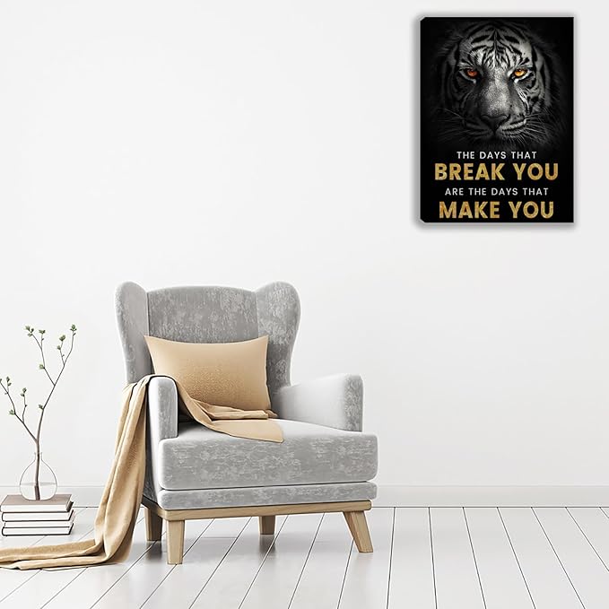 Motivational Office Wall Decor Posters Inspirational Black Wolf Canvas Wall Art Posters Prints Entrepreneur Quote Wall Picture Paintings Artwork Home Bedroom Living Room Decor Framed 12"x16"