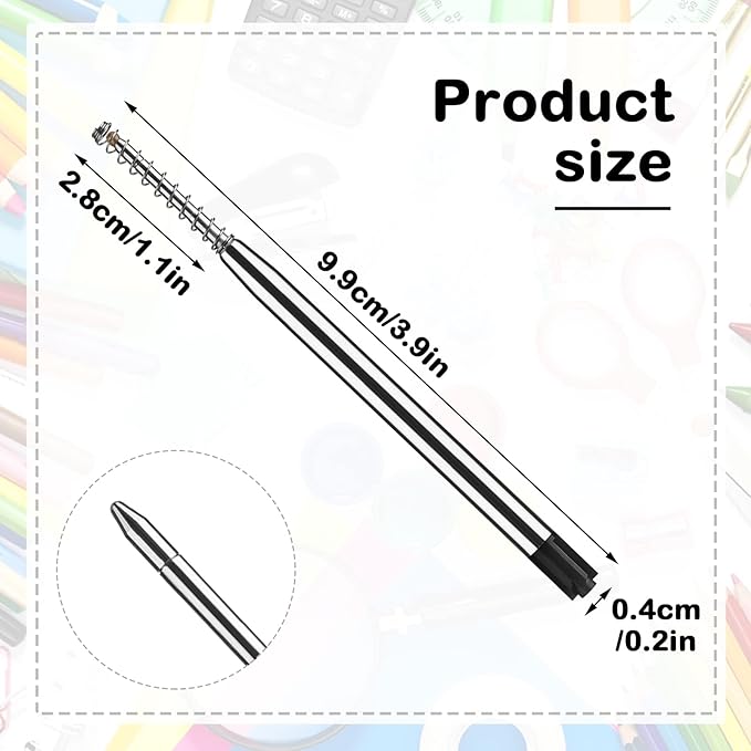 TIESOME 5pcs Replaceable Ballpoint Pen Refills with Spring Metal Ball Point Refills Smooth Writing Pen Refills, 0.7mm Retractable Ballpoint Pen Refills for School Office Supplies (Black)