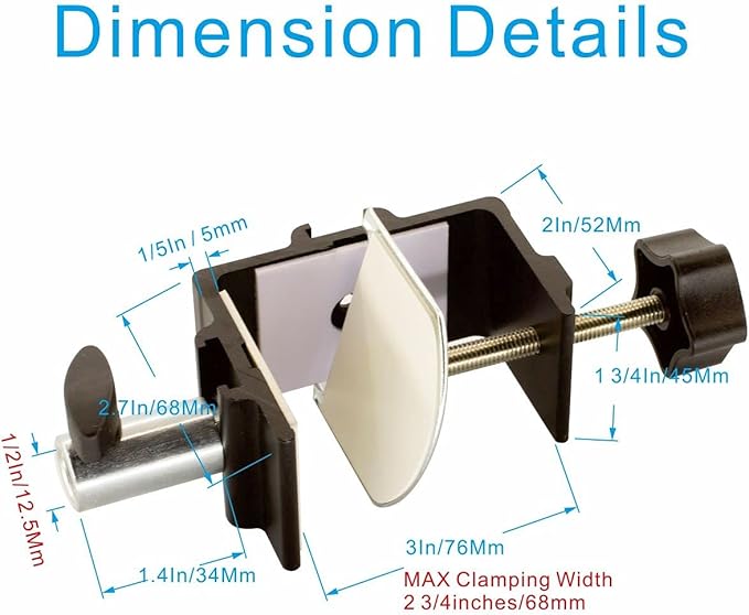 Heavy Duty Replacement Clamp for 1/2” Base Magnifying Lamp，Desk Lamp，Magnify Lamp，Swing Arm Lamp，Mic Microphone Suspension Boom Scissor Mount(Black)