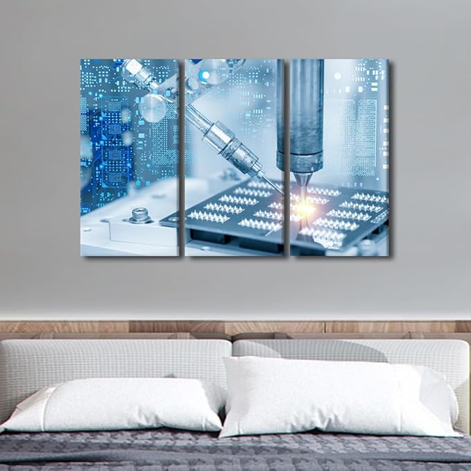 TUMOVO Wall Decor for Bedroom Machine Pictures Soldering Machine Canvas Prints Wall Art Canvas Artwork Wall Decor 3 Piece Wall Art Bathroom Decor Wall Art Canvas Frame Hanging Decor, 42x28 Inch