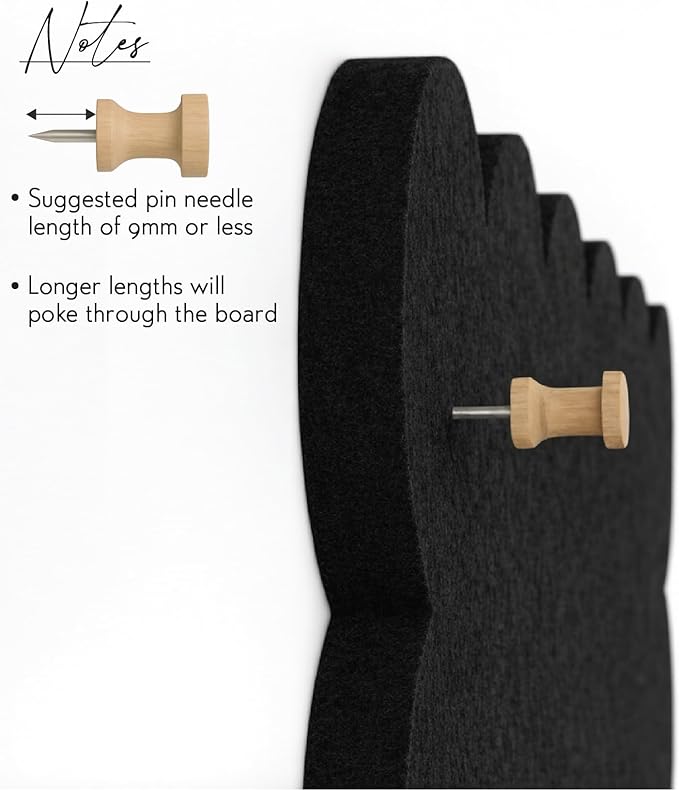 Orelle Scalloped Felt Bulletin Board | 23 X 15” | Foldable Peel and Stick Felt Board for Wall | Alternative Cork Board for Office, Message Board, Kids Art Display | Black