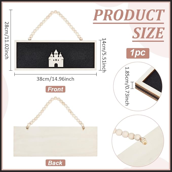 BENECREAT Rectangle Castle Pin Board Cork Board, 15x5 Inch Bulletin Display Board, Wall Mounted Cork Board for Brooch Pin Collection Display Office Home Bedrooms (Black)