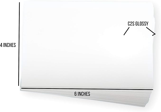 Inkjet Glossy Postcard Paper, Double Sided Gloss, Blank, Thick, Printable, 14pt, C2S, 50 Pack, 4 x 6 inches