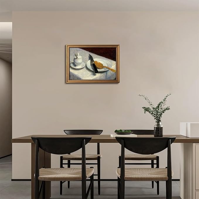Gold Framed Wall Art Vintage Canvas Wall Art Before Meals Still Life Artwork Prints Picture for Living Room Bedroom Farmhouse Bathroom Office Decor, 12x16