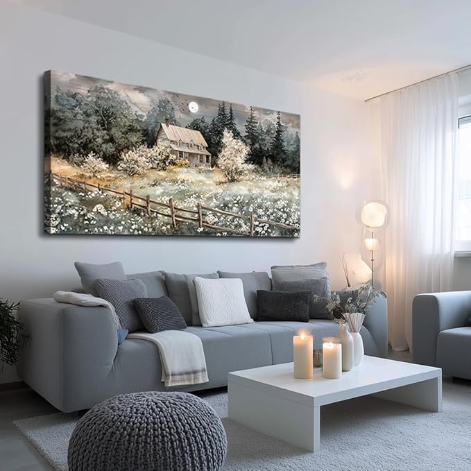 hyidecorart Wall Decor For Living Room Farmhouse Canvas Wall Art Nature Landscape Paintings Bedroom Decorations Rural Artwork Pictures Large Framed for Office Aesthetic Home Decor Ready To Hang