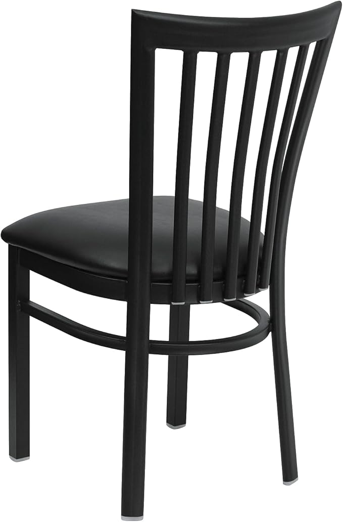 Flash Furniture 2 Pack HERCULES Series Black School House Back Metal Restaurant Chair - Black Vinyl Seat
