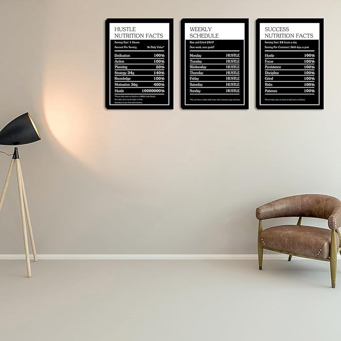 Halioyo 3 Pcs Motivational Wall Art, Inspirational Canvas Wall Art Decor for Men Women Office Bedroom Living Room Positive Quotes Wall Decor Poster Painting Picture 12x16inch