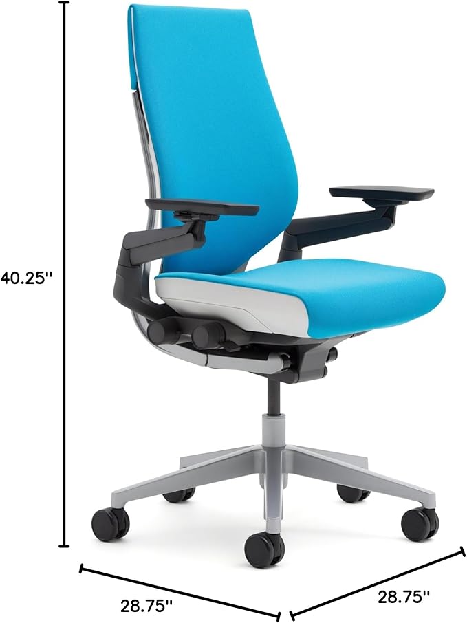 Steelcase Gesture Office Chair - Cogent Connect Blueprint Upholstered Wrapped Back Black Frame High Seat Black Seat/Back/Arms Hard Floor Caster Wheels