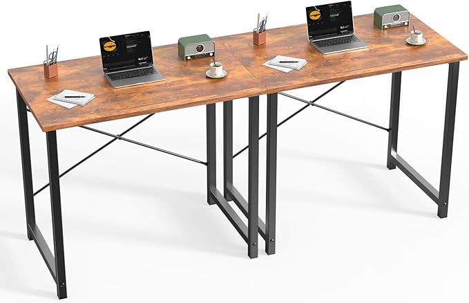 Sweetcrispy Small Computer Office Desk 32 Inch Student Study Writing Work with Metal Frame Wood Tabletop Modern Simple Home Bedroom PC Table - Rustic, 2 Pack