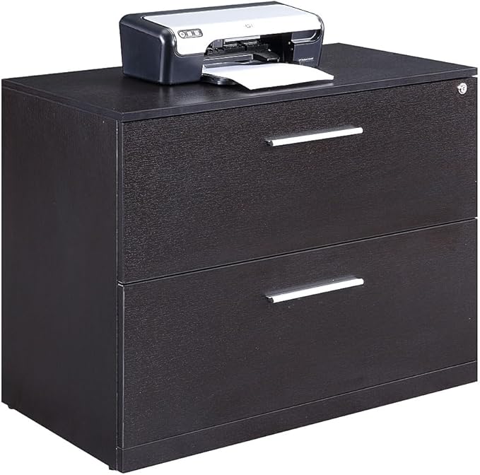 NBF Lateral File Cabinet - 29" H Two Lockable Drawer File Cabinet - Office Lateral Filing Cabinets with Gray Laminate Finish - Modern Lateral File Cabinets for Home Office