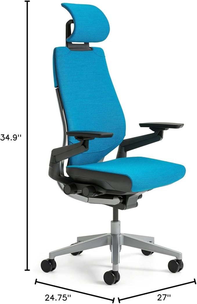 Steelcase Gesture Office Desk Chair with Headrest Plus Lumbar Support Cogent Connect Coconut 5S15 Fabric Standard Black Frame