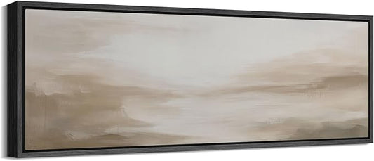 SIGNFORD Large Framed Canvas Soft Neutral Abstract Horizon Illustrations Modern Art Calm Warm for Living Room, Bedroom, Office - 60"x20"