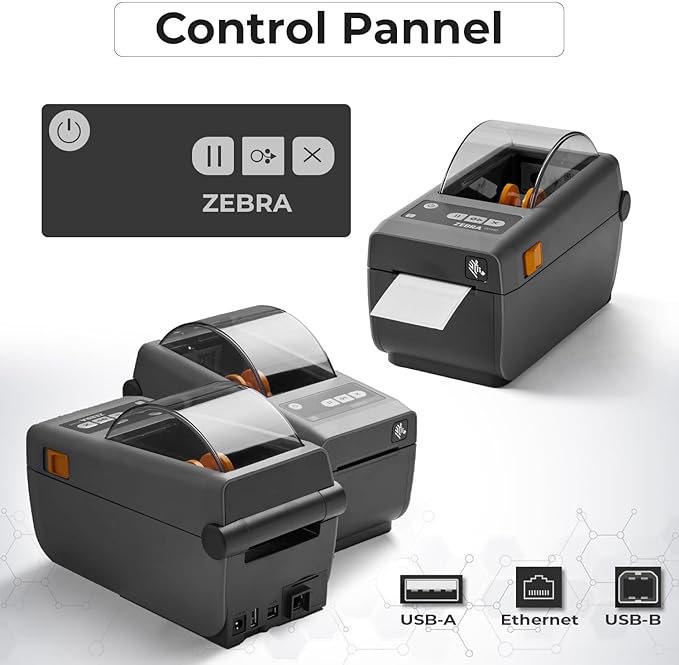 ZD410 Direct Thermal Label Printer for Shipping Barcodes Desktop USB Ethernet Wired Office Use Renewed