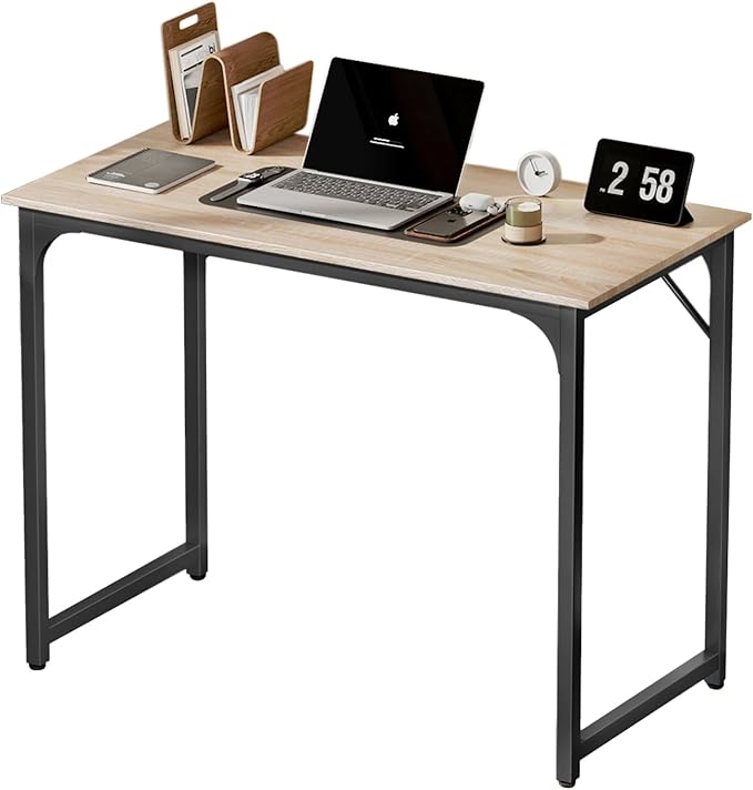 Computer Desk,39.4 inches Home Office Desk Writing Simple Study Table Modern Simple Style PC Desk Minimalist Desk with Metal Frame,Nature