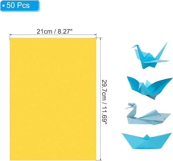 PATIKIL Golden Yellow Colored Copy Paper, 50 Sheets 11.7x8.3 A4 19lb/70gsm Double Sided Colorful Print Paper Bulk Sheet DIY Craft Art Projects Supplies for Printer Origami