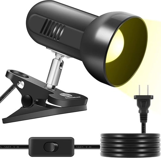 RONG&LAN LED Metal Clip On Light Clip on Lamp for Desk, 360° Adjustable Clamp Reading Light for Bed, Eye-Friendly Book Night Light for Desk Bed Table Dorm Room Bedroom Office Reading SUN-86 Black