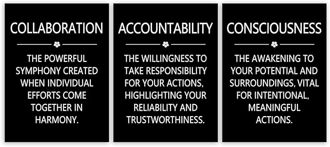 Motivational Quotes Accountability Inspirational Painting Wall Art 3 Pieces Canvas Print Collaboration Inspiring Office Decor Poster Framed Living Room Wall Decor Ready to Hang [36" W X 16" H]