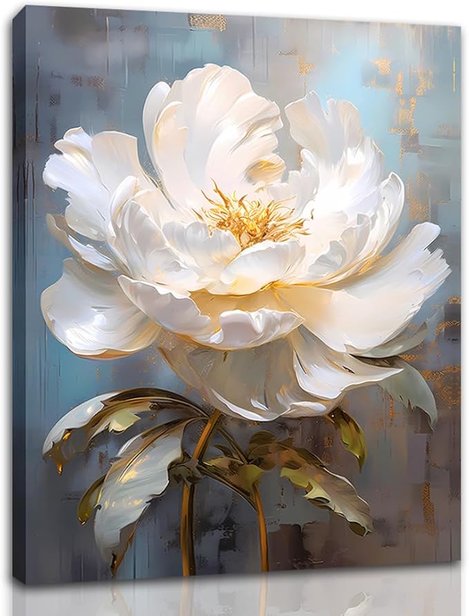 YMYXMC33 Flower Picture Decor Wall Art Canvas Print White Floral Poster Decoration Bedroom Bathroom12x15