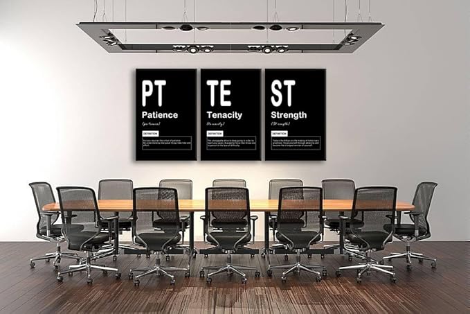 Patience Tenacity Strength Motivational Art - Inspiring Poster, Canvas Print, Office Wall Decor, Framed Inspirational Quotes - Ready to Hang [72" W x 36" H]