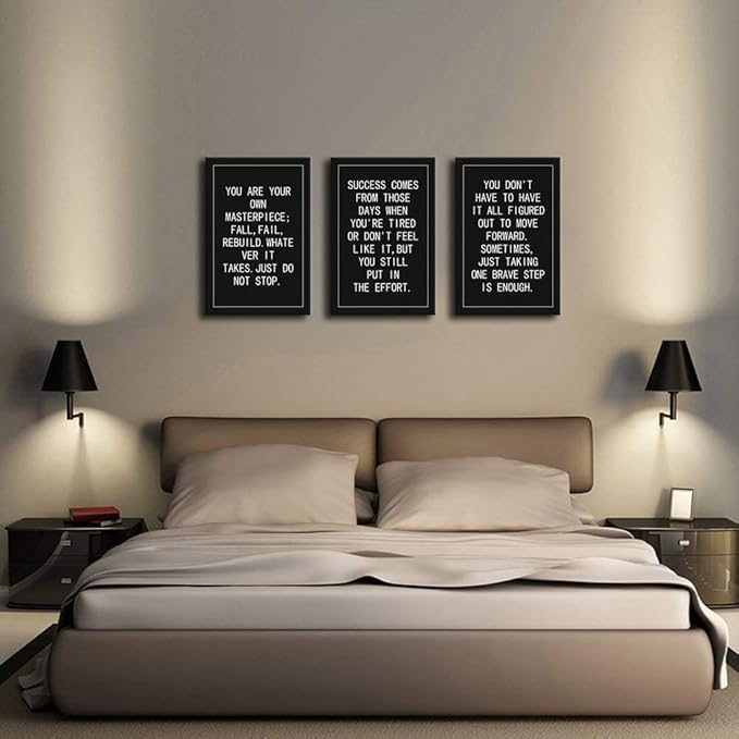 Motivational Quotes Wall Art Canvas Office Inspirational Wall Decor Just Do Not Stop 3 Pieces Poster Inspiring Picture Print Painting Artwork for Home Living Room Home Framed[48''Wx 24''H]