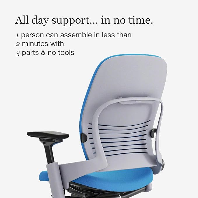 Steelcase Leap Office Chair - Ergonomic Work Chair with Wheels for Hard Flooring - Supports Unique Body Shape - with Natural Glide System & Liveback Technology - Blue Jay Fabric