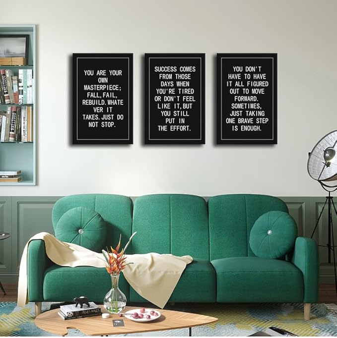 Motivational Quotes Wall Art Canvas Office Inspirational Wall Decor Just Do Not Stop 3 Pieces Poster Inspiring Picture Print Painting Artwork for Home Living Room Home Framed[48''Wx 24''H]