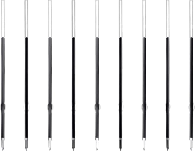 MengRan 3.85'' Ballpoint Ink Pen Refills for Click Pens, 1 mm Medium Point Tip, (Refills-Blue ink-10Pcs)