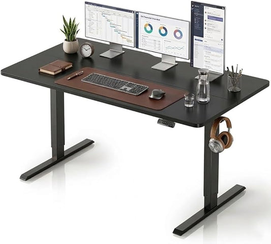 CubiCubi 55 x 28 Large Standing Desk, Height Adjustable Electric Computer Desk, 28" Deep Desktop, Sit Stand up Home Office Workstations with 4 Preset Heights, Black