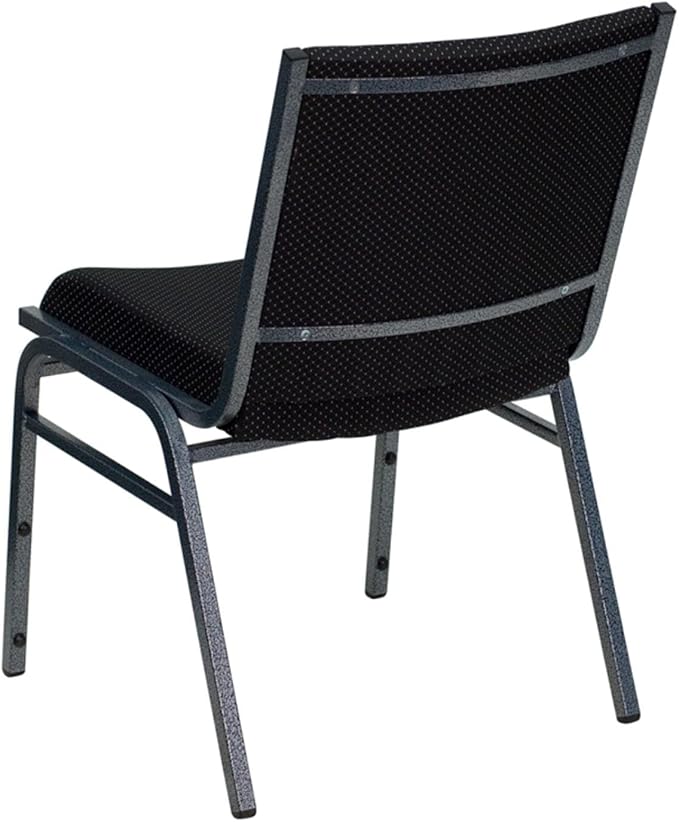 Flash Furniture HERCULES Series Heavy Duty Black Dot Fabric Stack Chair with Ganging Bracket