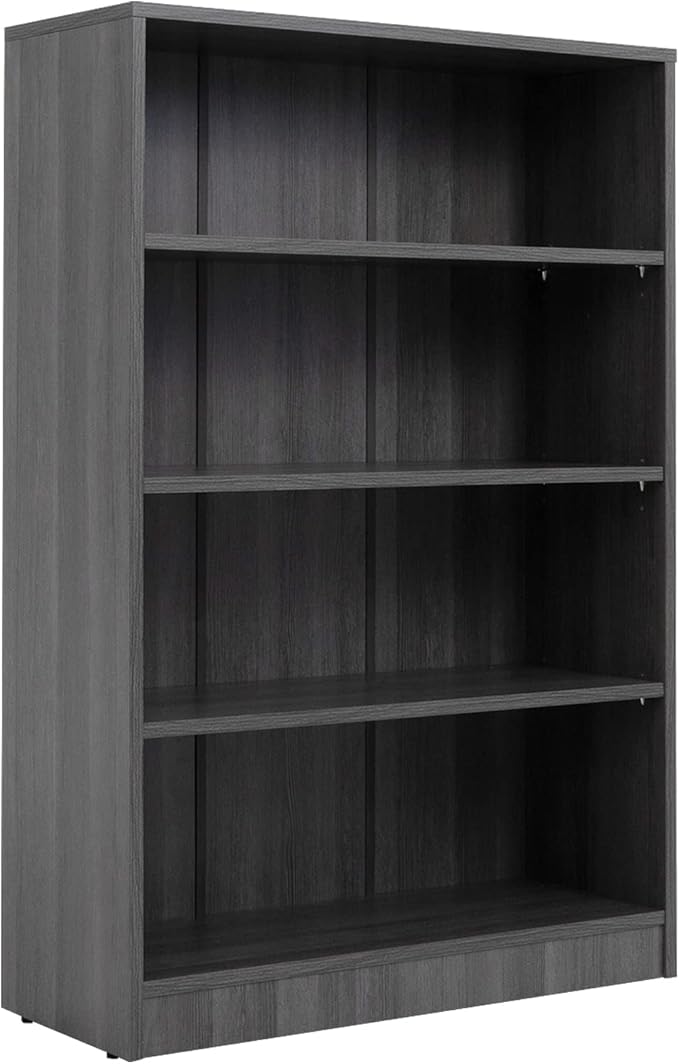 Farini Black Bookshelf for Bedroom 4 Shelf Office Bookcase 48 Inches Tall Modern Wood Bookshelf for Living Room 4 Tier Wide Manga Books