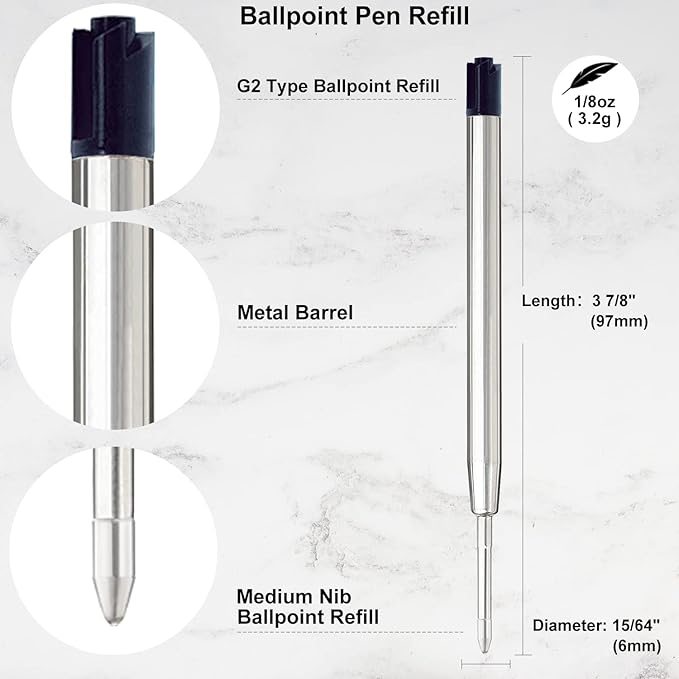 Black Ink Pen Refills Ballpoint Black, 12 Pack Ballpoint Pen Refills Medium Point 1.0mm Tip Smooth Writing Pen Refill (12 Black)